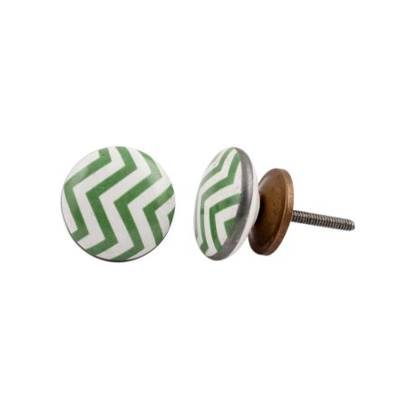 Green Striped Flat Ceramic Knob
